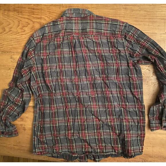 LL Bean Flannel Shirt Men Large Regular Red Gray Check Long Sleeve USA Trad Fit - Picture 7 of 8